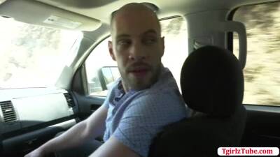 Bald guy fucks the ass of TS hitch hiker - fetishpapa.com