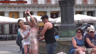 Useless pierced slut spanked n fucked in public group action - hotmovs.com